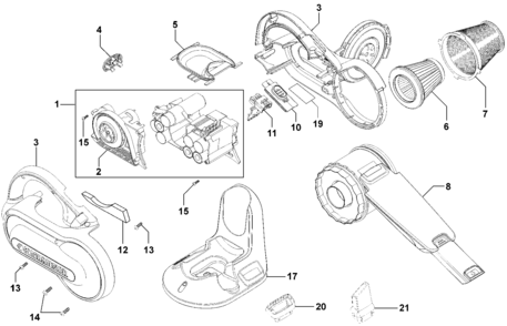 Part Location Diagram of 5147220-00 Black and Decker BATTERY & MOTOR